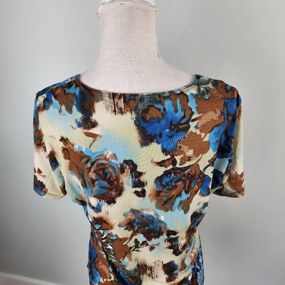Vintage Suzie Women's Floral Short Sleeve Stretch Top Size XL - Picture 5 of 7